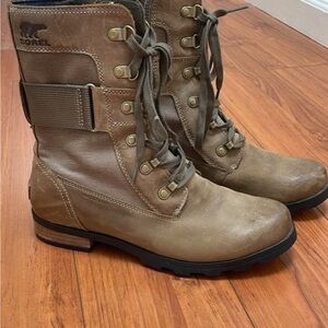 Sorel Women's Taupe Lace-Up Combat Boots